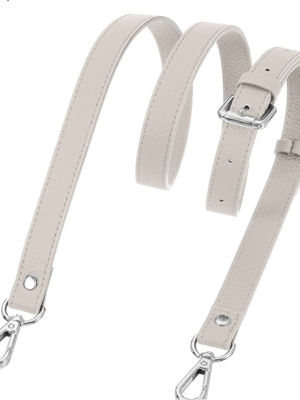 Genuine Leather Adjustable Crossbody Strap, creamy white with Silver Hardware